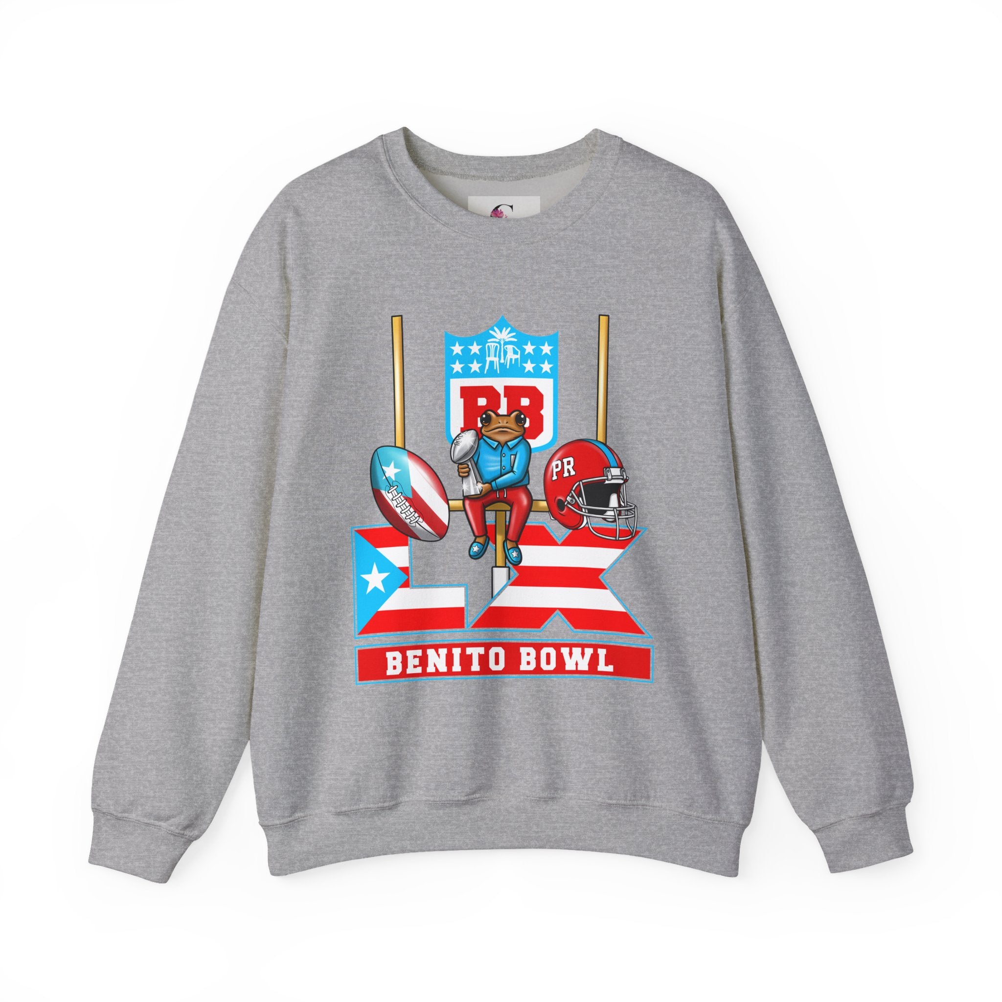 Benito Bowl Football Crewneck Sweatshirt — Retro Puerto Rico Flag Game Day Pullover
