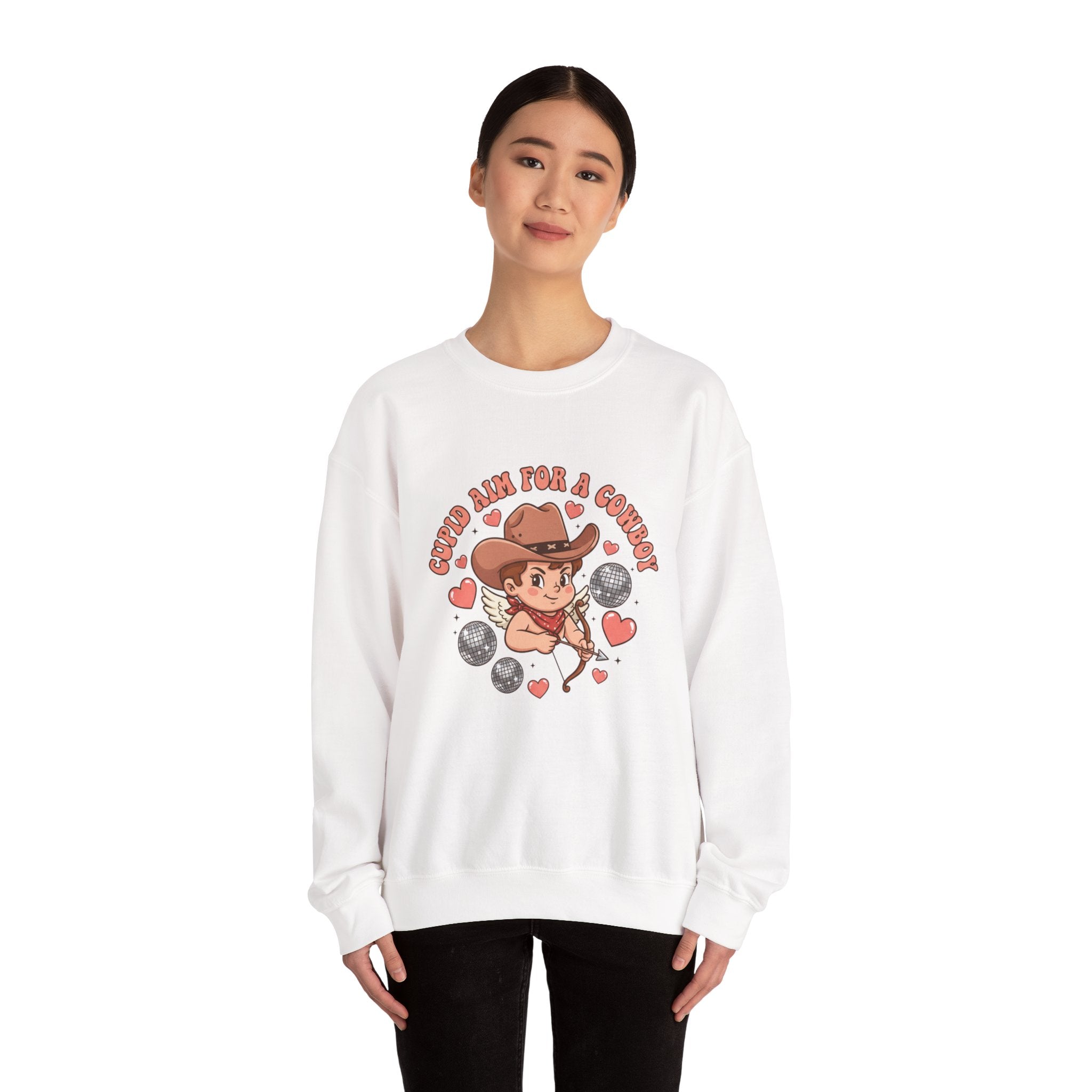 Cowboy Valentine Crewneck Sweatshirt | Western Valentine, Boot Heart Design