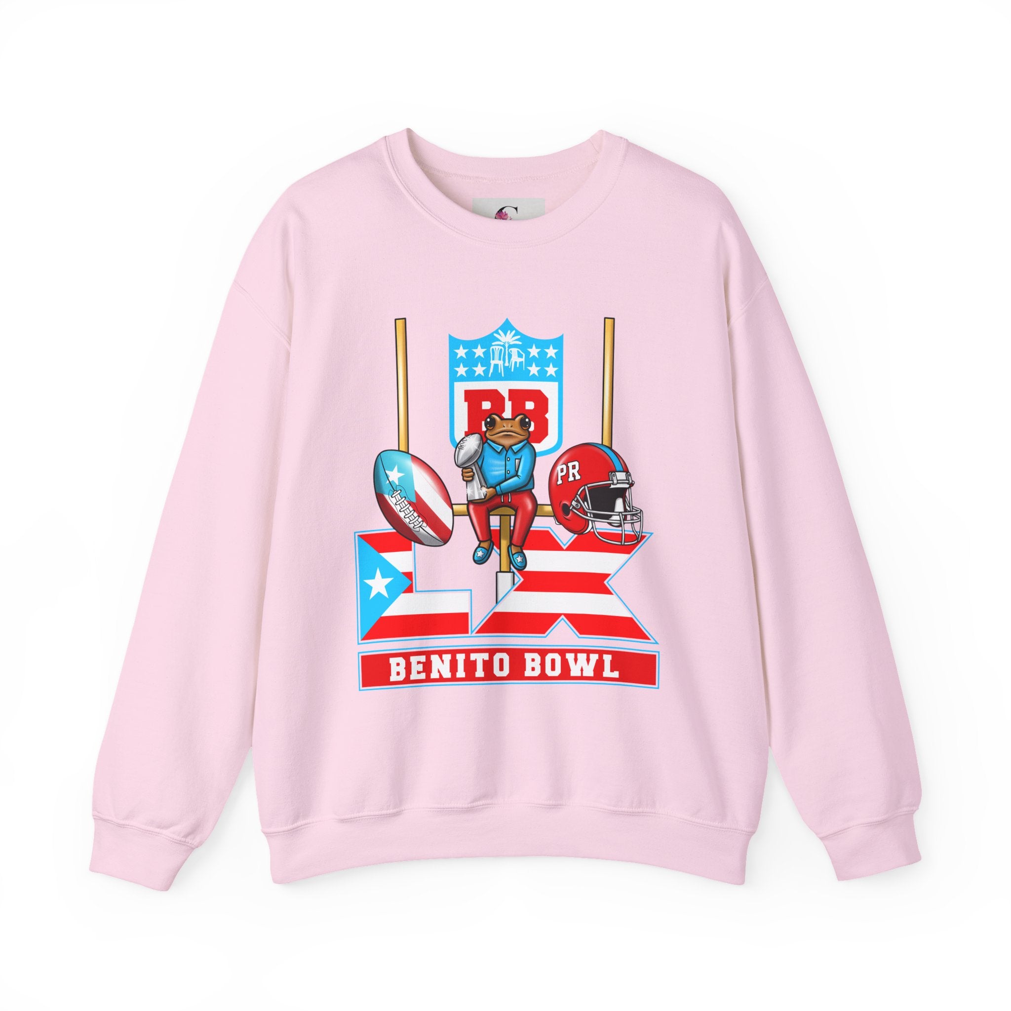Benito Bowl Football Crewneck Sweatshirt — Retro Puerto Rico Flag Game Day Pullover
