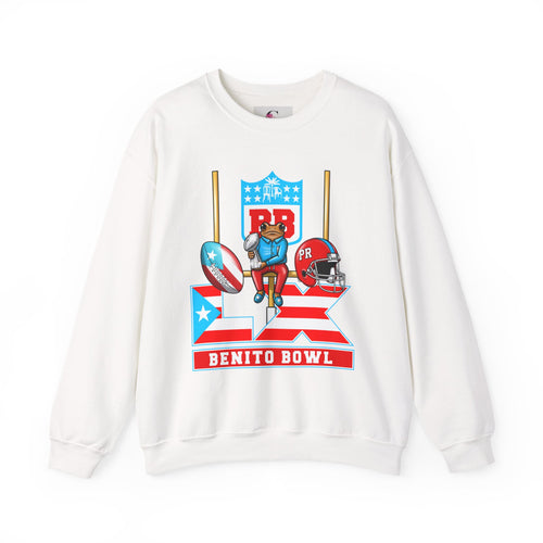Benito Bowl Football Crewneck Sweatshirt — Retro Puerto Rico Flag Game Day Pullover