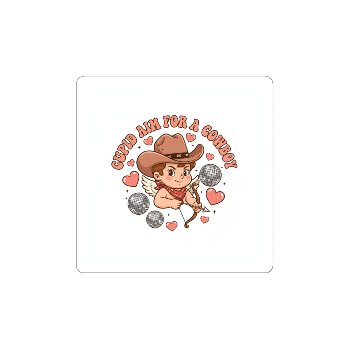 “Cupid Aim for a Cowboy” Valentine Sticker | Western Valentine