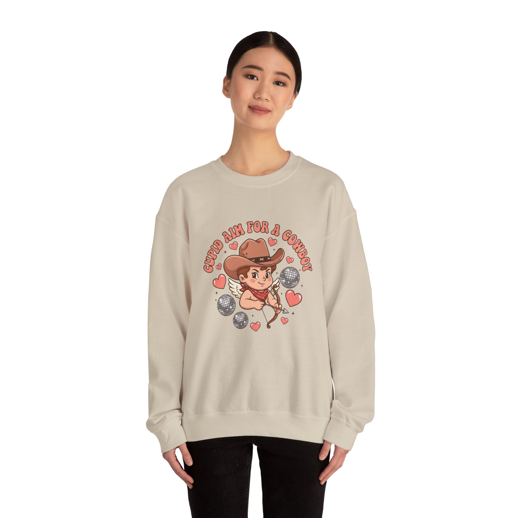 Cowboy Valentine Crewneck Sweatshirt | Western Valentine, Boot Heart Design