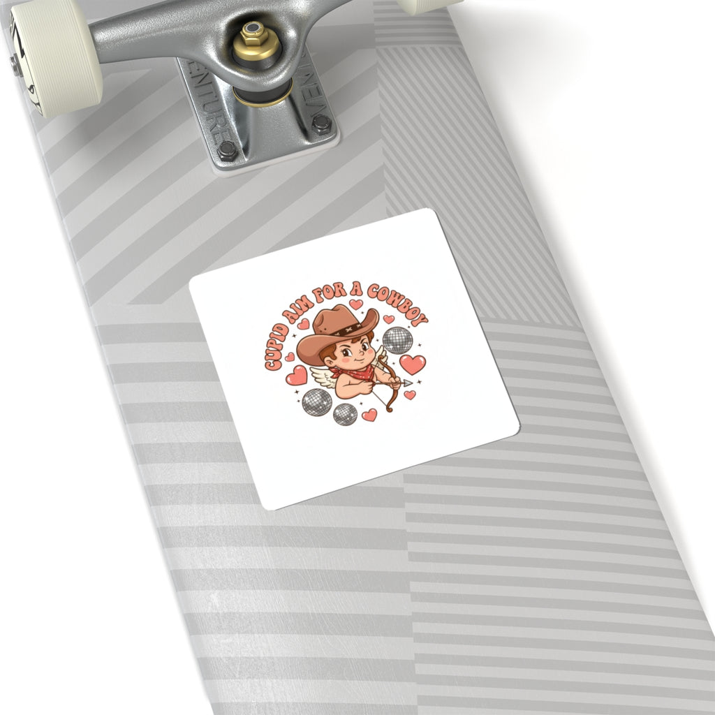 “Cupid Aim for a Cowboy” Valentine Sticker | Western Valentine