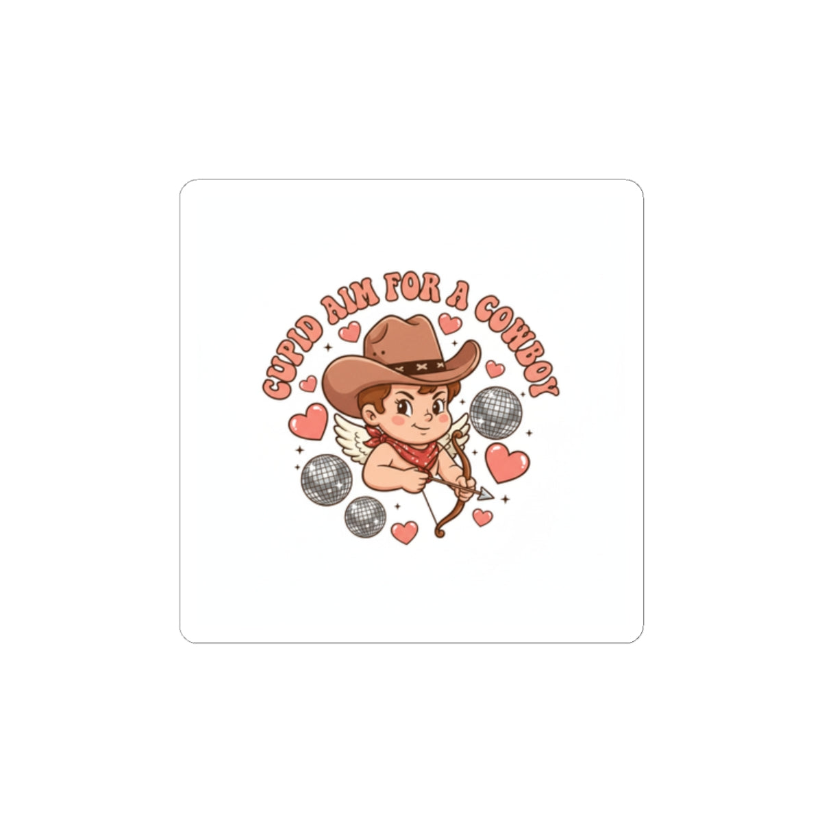“Cupid Aim for a Cowboy” Valentine Sticker | Western Valentine