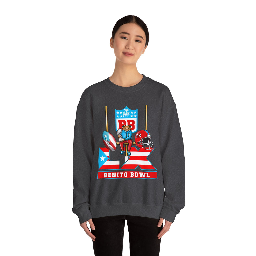 Benito Bowl Football Crewneck Sweatshirt — Retro Puerto Rico Flag Game Day Pullover