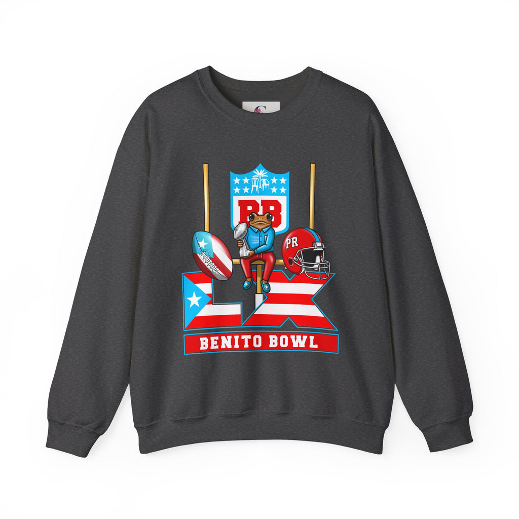 Benito Bowl Football Crewneck Sweatshirt — Retro Puerto Rico Flag Game Day Pullover
